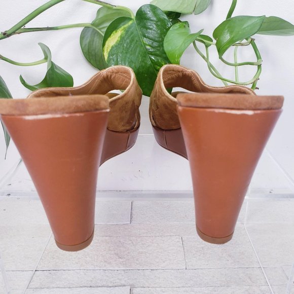 Bruno Ricci  10 Women Shoes Leather 41‎ Sandals Slip On Slide Wedge Brown - Picture 10 of 12